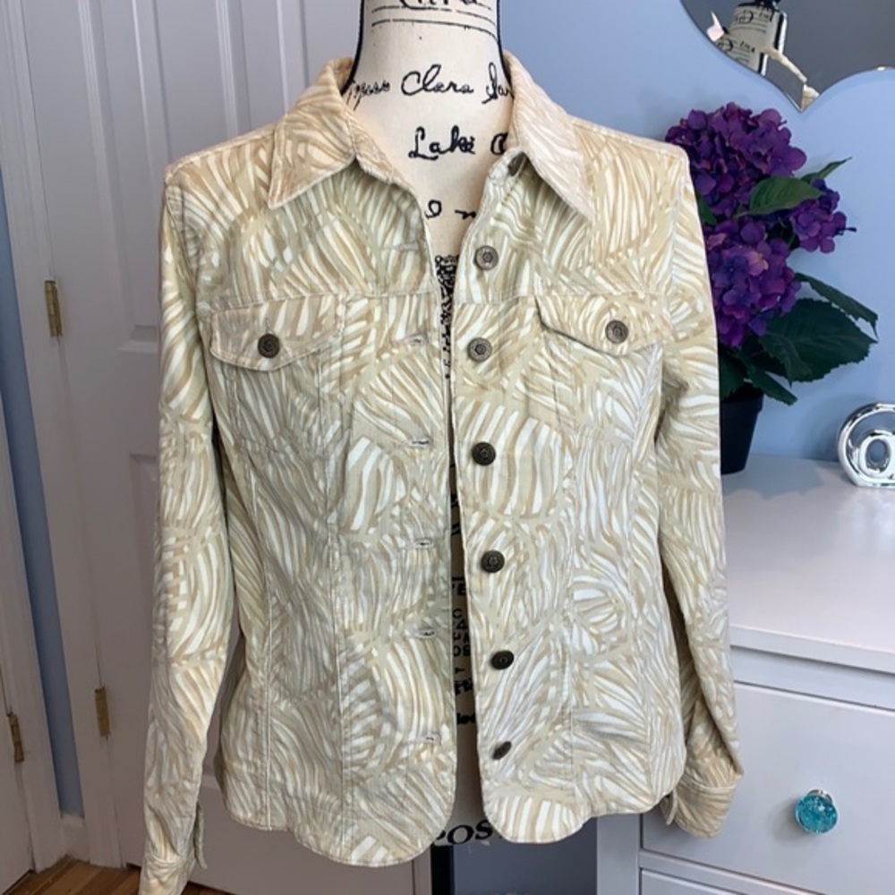 Hearts of Palm Palm Print Denim Jacket